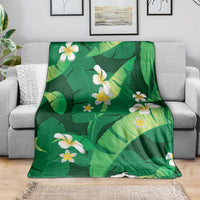 Green Banana Leaf Hawaii Blanket Lau Maia Plumeria Tropical Summer Vibes LT14 - Polynesian Pride