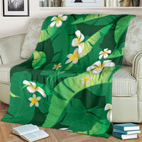 Green Banana Leaf Hawaii Blanket Lau Maia Plumeria Tropical Summer Vibes LT14 - Polynesian Pride