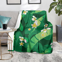 Green Banana Leaf Hawaii Blanket Lau Maia Plumeria Tropical Summer Vibes LT14 - Polynesian Pride