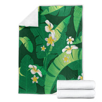 Green Banana Leaf Hawaii Blanket Lau Maia Plumeria Tropical Summer Vibes LT14 - Polynesian Pride