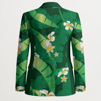 Green Banana Leaf Hawaii Blazer Lau Maia Plumeria Tropical Summer Vibes LT14 - Polynesian Pride