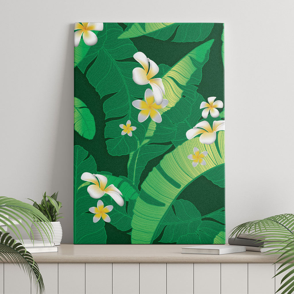 Green Banana Leaf Hawaii Canvas Wall Art Lau Maia Plumeria Tropical Summer Vibes LT14 - Polynesian Pride