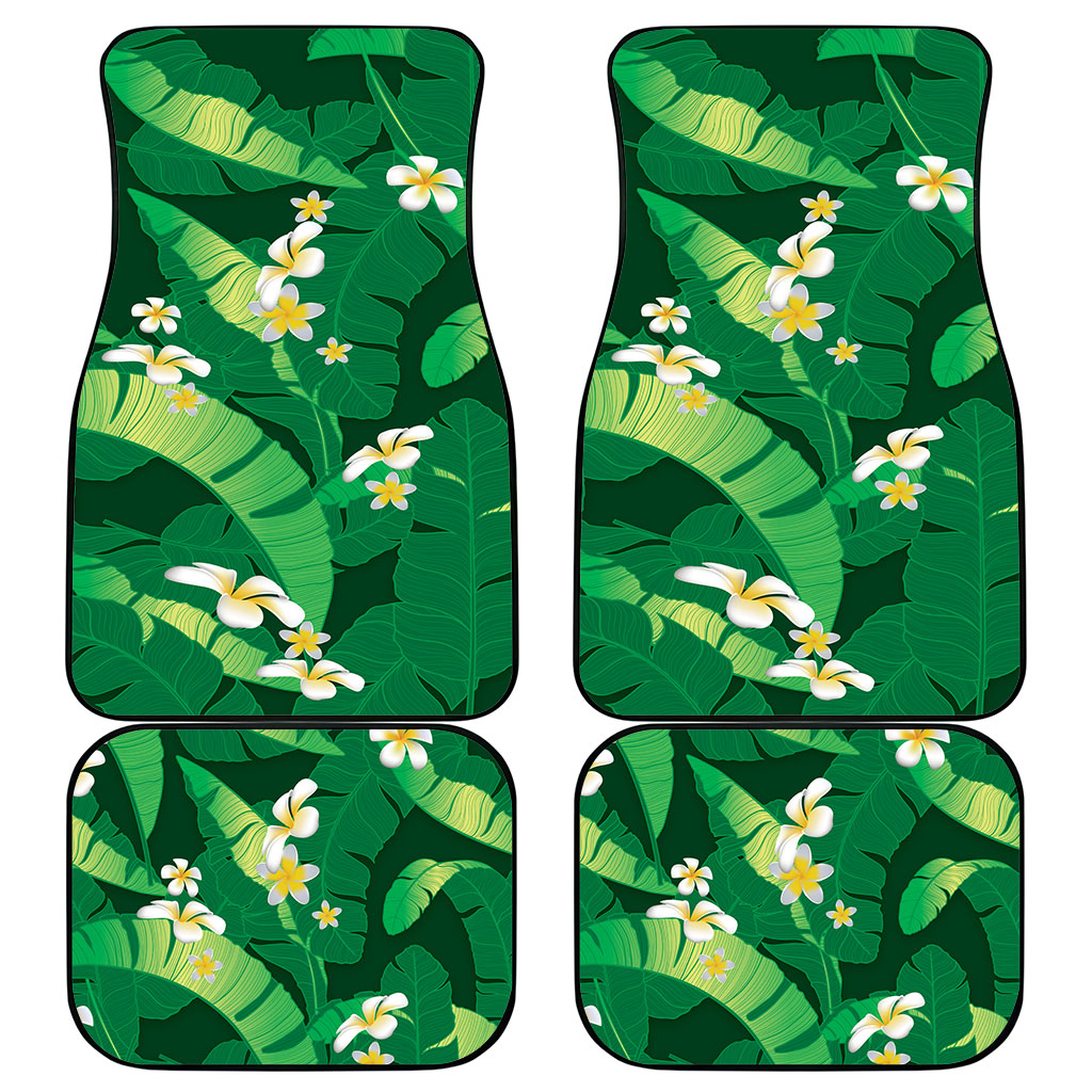 Green Banana Leaf Hawaii Car Mats Lau Maia Plumeria Tropical Summer Vibes LT14 - Polynesian Pride