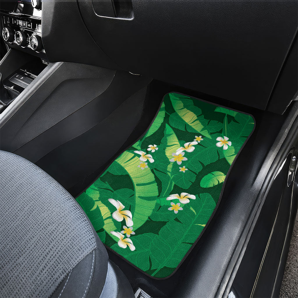 Green Banana Leaf Hawaii Car Mats Lau Maia Plumeria Tropical Summer Vibes LT14 - Polynesian Pride