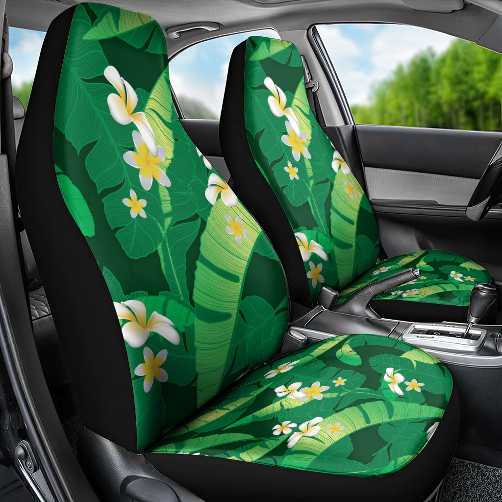Green Banana Leaf Hawaii Car Seat Cover Lau Maia Plumeria Tropical Summer Vibes LT14 - Polynesian Pride