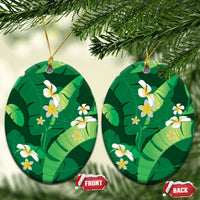 Green Banana Leaf Hawaii Ceramic Ornament Lau Maia Plumeria Tropical Summer Vibes