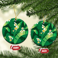 Green Banana Leaf Hawaii Ceramic Ornament Lau Maia Plumeria Tropical Summer Vibes