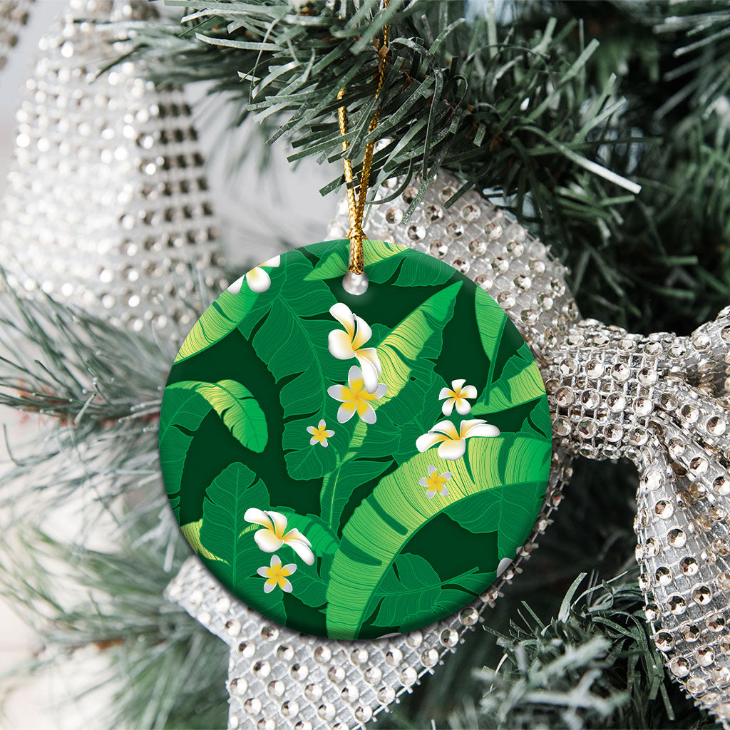 Green Banana Leaf Hawaii Ceramic Ornament Lau Maia Plumeria Tropical Summer Vibes