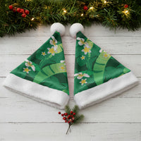 Green Banana Leaf Hawaii Christmas Santa Hat Lau Maia Plumeria Tropical Summer Vibes