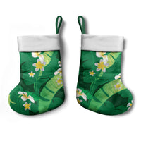 Green Banana Leaf Hawaii Christmas Stocking Lau Maia Plumeria Tropical Summer Vibes