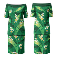 Green Banana Leaf Hawaii Couples Matching Puletasi and Hawaiian Shirt Lau Maia Plumeria Tropical Summer Vibes LT14 - Polynesian Pride