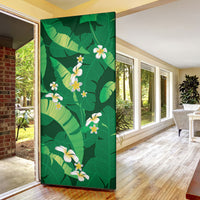 Green Banana Leaf Hawaii Door Cover Lau Maia Plumeria Tropical Summer Vibes LT14 - Polynesian Pride