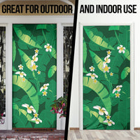 Green Banana Leaf Hawaii Door Cover Lau Maia Plumeria Tropical Summer Vibes LT14 - Polynesian Pride