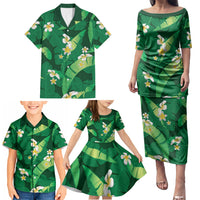 Green Banana Leaf Hawaii Family Matching Puletasi and Hawaiian Shirt Lau Maia Plumeria Tropical Summer Vibes LT14 - Polynesian Pride