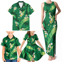 Green Banana Leaf Hawaii Family Matching Tank Maxi Dress and Hawaiian Shirt Lau Maia Plumeria Tropical Summer Vibes LT14 - Polynesian Pride