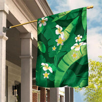 Green Banana Leaf Hawaii Garden Flag Lau Maia Plumeria Tropical Summer Vibes LT14 House Flag Green - Polynesian Pride