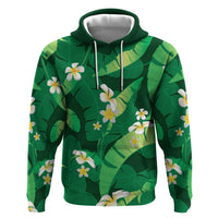 Green Banana Leaf Hawaii Hoodie Lau Maia Plumeria Tropical Summer Vibes LT14 Pullover Hoodie Green - Polynesian Pride