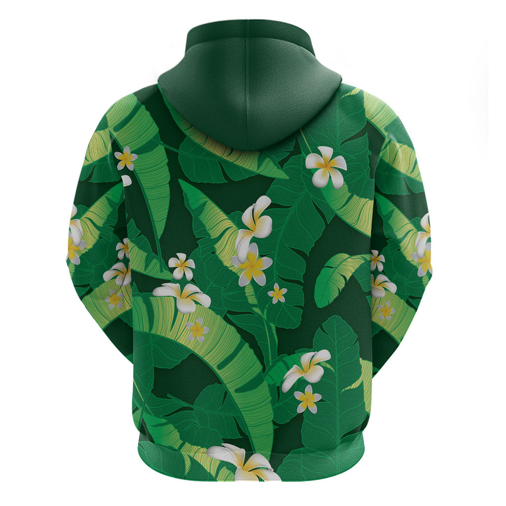 Green Banana Leaf Hawaii Hoodie Lau Maia Plumeria Tropical Summer Vibes LT14 - Polynesian Pride
