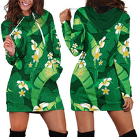 Green Banana Leaf Hawaii Hoodie Dress Lau Maia Plumeria Tropical Summer Vibes LT14 - Polynesian Pride