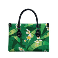 Green Banana Leaf Hawaii Leather Bag Lau Maia Plumeria Tropical Summer Vibes LT14 - Polynesian Pride
