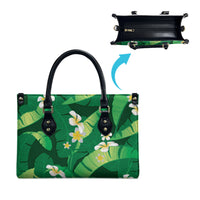Green Banana Leaf Hawaii Leather Bag Lau Maia Plumeria Tropical Summer Vibes LT14 - Polynesian Pride