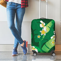 Green Banana Leaf Hawaii Luggage Cover Lau Maia Plumeria Tropical Summer Vibes LT14 - Polynesian Pride