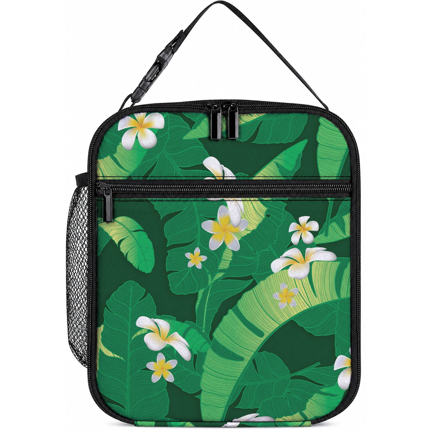 Green Banana Leaf Hawaii Lunch Bag Lau Maia Plumeria Tropical Summer Vibes LT14 10.2 × 8.3 × 4.3 inch Green - Polynesian Pride