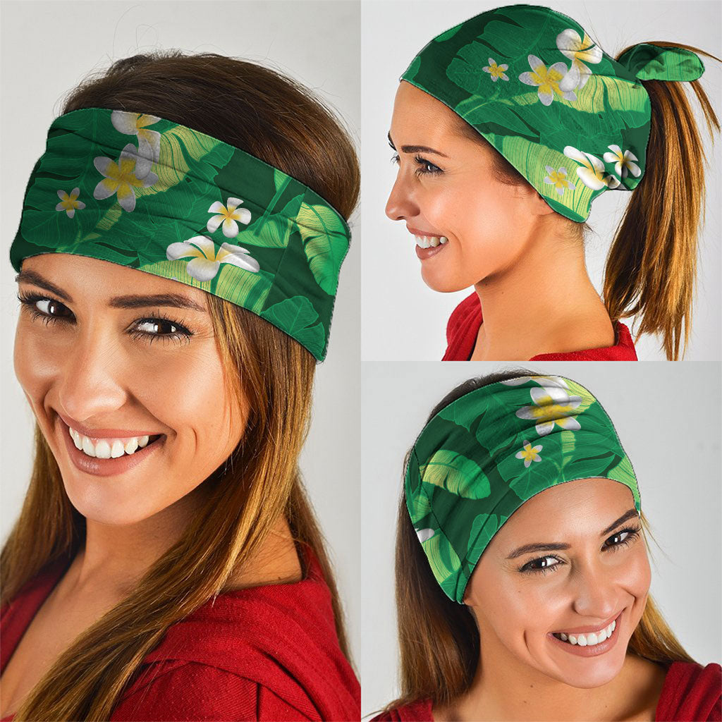 Green Banana Leaf Hawaii Neck Gaiter Lau Maia Plumeria Tropical Summer Vibes LT14 - Polynesian Pride
