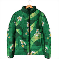 Green Banana Leaf Hawaii Padded Jacket Lau Maia Plumeria Tropical Summer Vibes LT14 - Polynesian Pride
