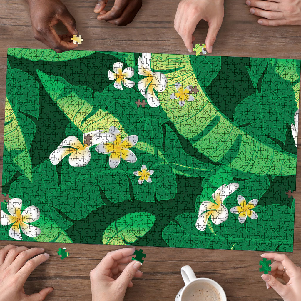 Green Banana Leaf Hawaii Puzzle Lau Maia Plumeria Tropical Summer Vibes LT14 - Polynesian Pride
