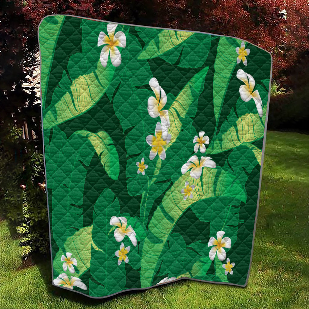 Green Banana Leaf Hawaii Quilt Lau Maia Plumeria Tropical Summer Vibes LT14 - Polynesian Pride