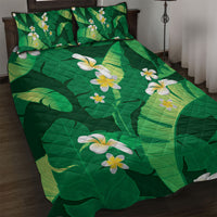 Green Banana Leaf Hawaii Quilt Bed Set Lau Maia Plumeria Tropical Summer Vibes LT14 Green - Polynesian Pride