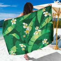 Green Banana Leaf Hawaii Sarong Lau Maia Plumeria Tropical Summer Vibes LT14 One Size 44 x 66 inches Green - Polynesian Pride