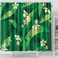 Green Banana Leaf Hawaii Shower Curtain Lau Maia Plumeria Tropical Summer Vibes LT14 - Polynesian Pride