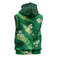 Green Banana Leaf Hawaii Sleeveless Zip Hoodie Lau Maia Plumeria Tropical Summer Vibes LT14 - Polynesian Pride