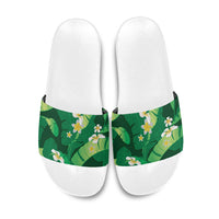 Green Banana Leaf Hawaii Slide Sandals Lau Maia Plumeria Tropical Summer Vibes LT14 Green - Polynesian Pride