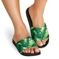Green Banana Leaf Hawaii Slide Sandals Lau Maia Plumeria Tropical Summer Vibes LT14 - Polynesian Pride