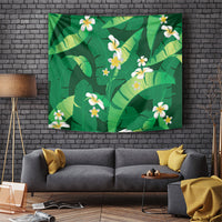 Green Banana Leaf Hawaii Tapestry Lau Maia Plumeria Tropical Summer Vibes LT14 Green - Polynesian Pride