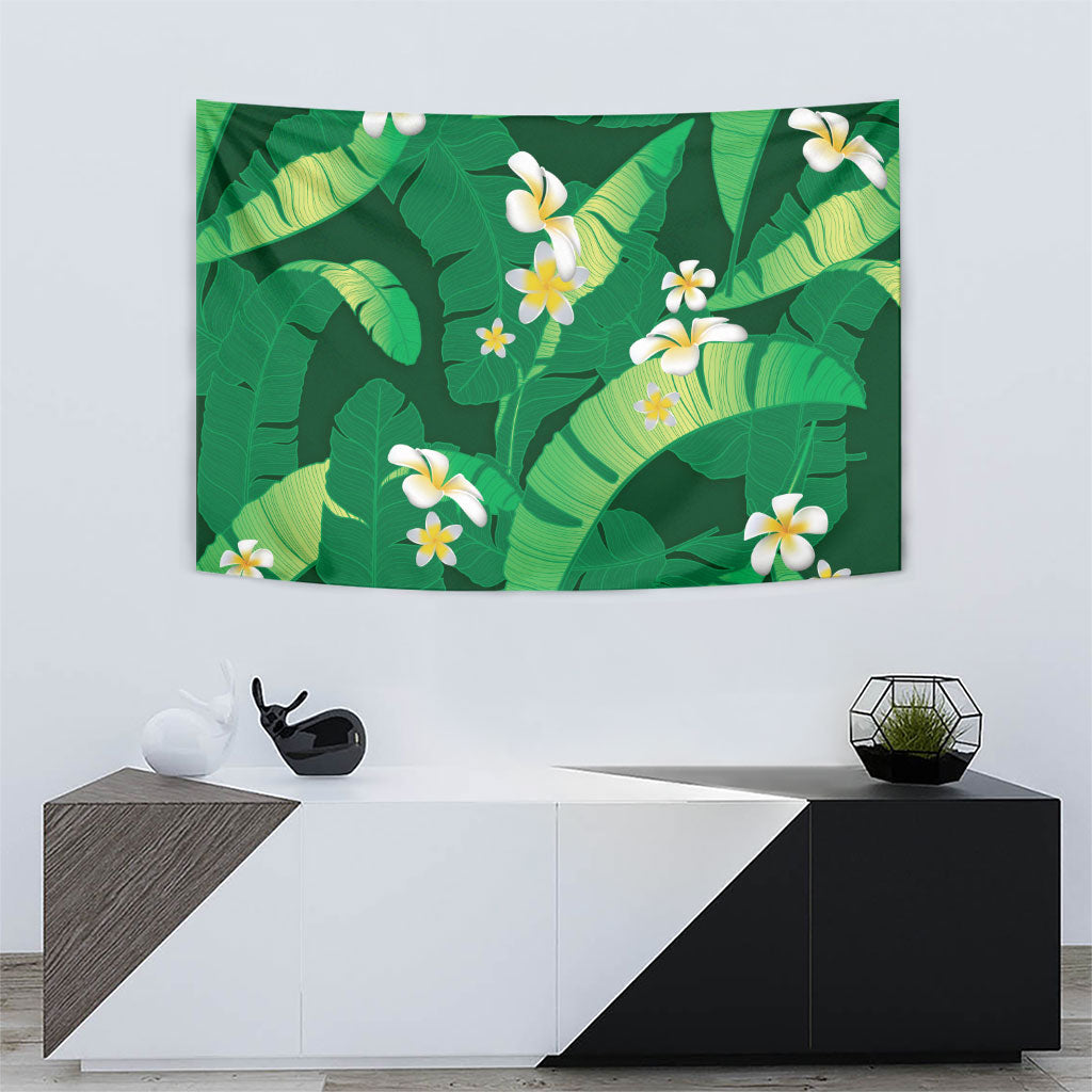 Green Banana Leaf Hawaii Tapestry Lau Maia Plumeria Tropical Summer Vibes LT14 - Polynesian Pride