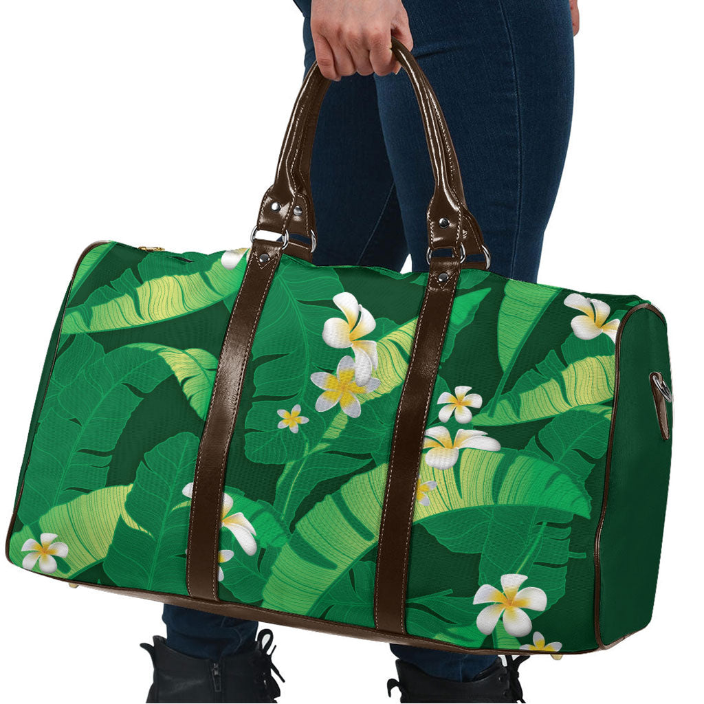 Green Banana Leaf Hawaii Travel Bag Lau Maia Plumeria Tropical Summer Vibes LT14 - Polynesian Pride