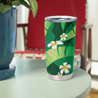 Green Banana Leaf Hawaii Tumbler Cup Lau Maia Plumeria Tropical Summer Vibes LT14 - Polynesian Pride