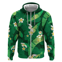 Green Banana Leaf Hawaii Zip Hoodie Lau Maia Plumeria Tropical Summer Vibes LT14 Zip Hoodie Green - Polynesian Pride