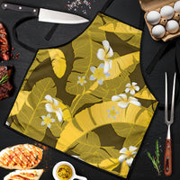 Yellow Banana Leaf Hawaii Apron Lau Maia Plumeria Tropical Summer Vibes LT14 Yellow - Polynesian Pride
