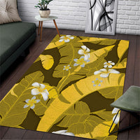Yellow Banana Leaf Hawaii Area Rug Lau Maia Plumeria Tropical Summer Vibes LT14 Yellow - Polynesian Pride