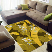 Yellow Banana Leaf Hawaii Area Rug Lau Maia Plumeria Tropical Summer Vibes LT14 - Polynesian Pride