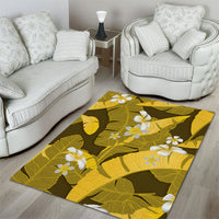 Yellow Banana Leaf Hawaii Area Rug Lau Maia Plumeria Tropical Summer Vibes LT14 - Polynesian Pride
