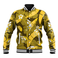 Yellow Banana Leaf Hawaii Baseball Jacket Lau Maia Plumeria Tropical Summer Vibes LT14 Unisex Yellow - Polynesian Pride