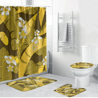 Yellow Banana Leaf Hawaii Bathroom Set Lau Maia Plumeria Tropical Summer Vibes LT14 Bathroom Set (4 pcs) Yellow - Polynesian Pride