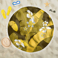 Yellow Banana Leaf Hawaii Beach Blanket Lau Maia Plumeria Tropical Summer Vibes LT14 One Size 150cm Yellow - Polynesian Pride