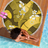 Yellow Banana Leaf Hawaii Beach Blanket Lau Maia Plumeria Tropical Summer Vibes LT14 - Polynesian Pride